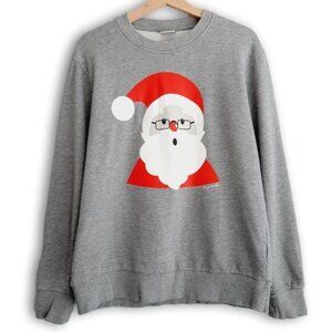 JACK & JONES | Santa Claus Festive Decal Crewneck Pullover Sweatshirt Gray Sz S